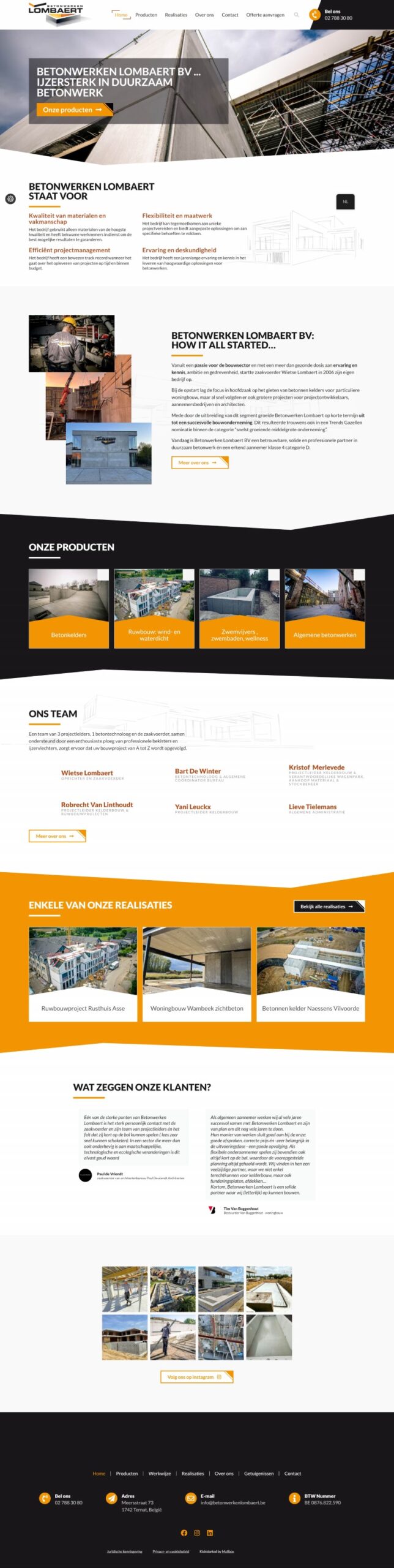 De website van Betonwerken Lombaert