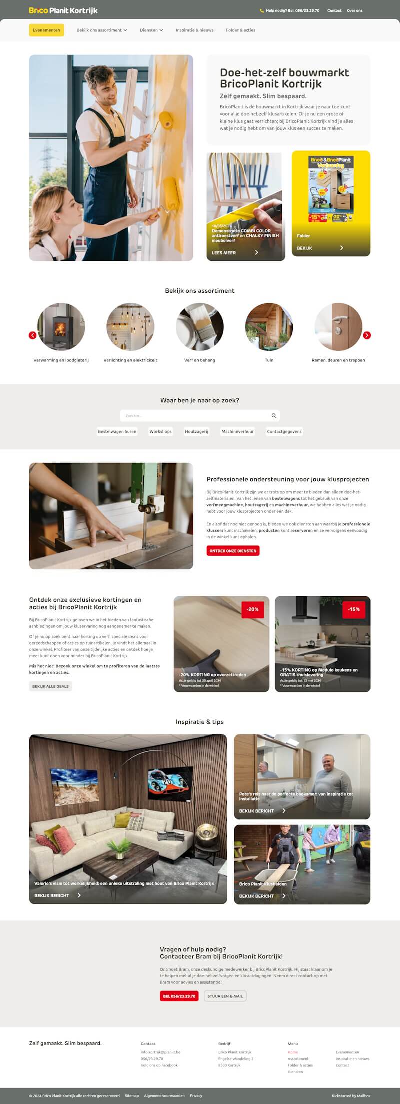 De website van Brico Planit Kortrijk