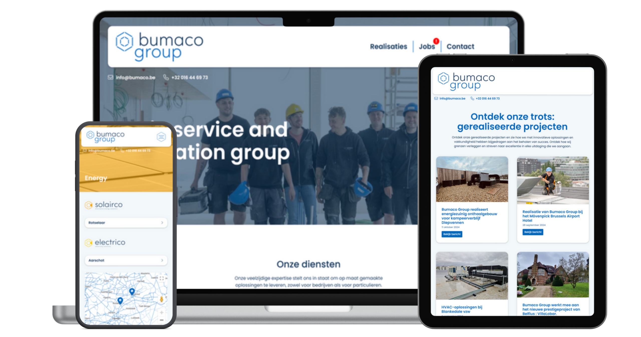 De website van Bumaco Group op laptop en smartphone