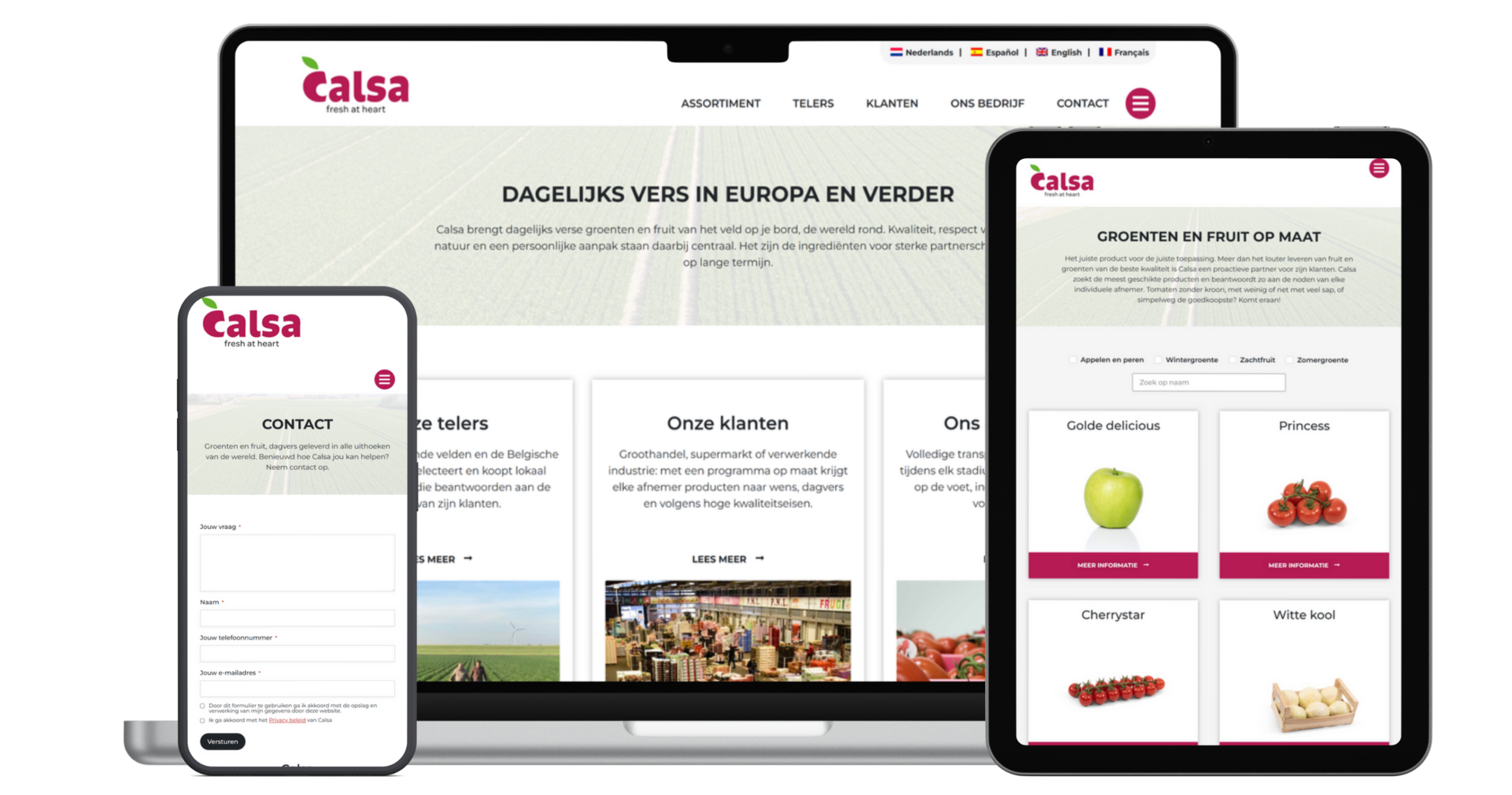 De website van Calsa op laptop en smartphone