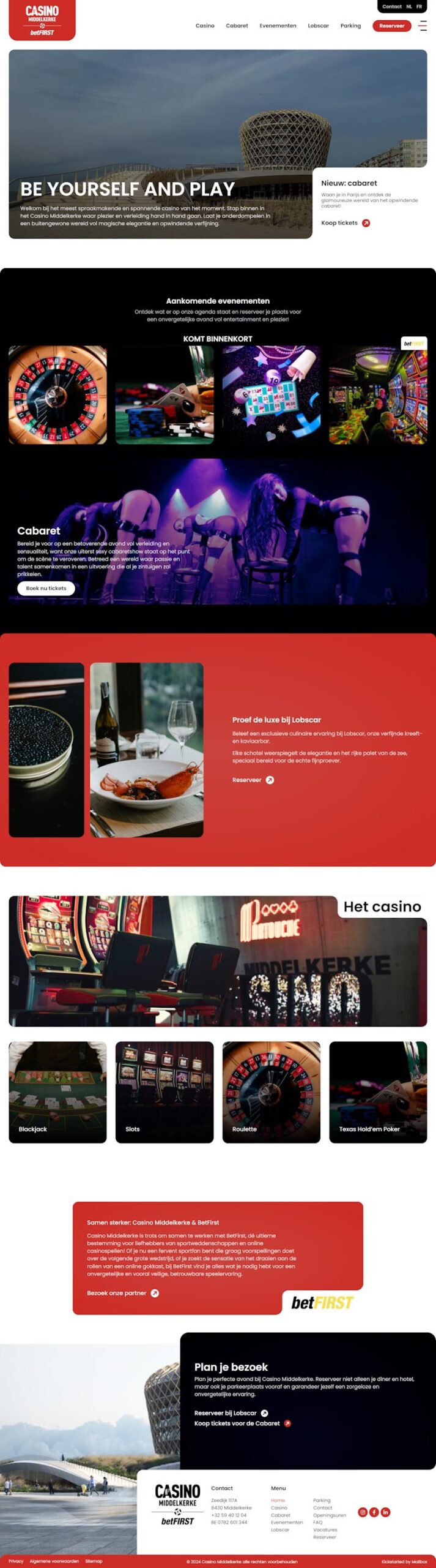 De website van Casino Middelkerke