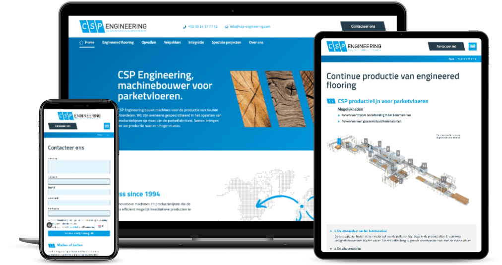 De website van CSP Engineering op laptop en smartphone