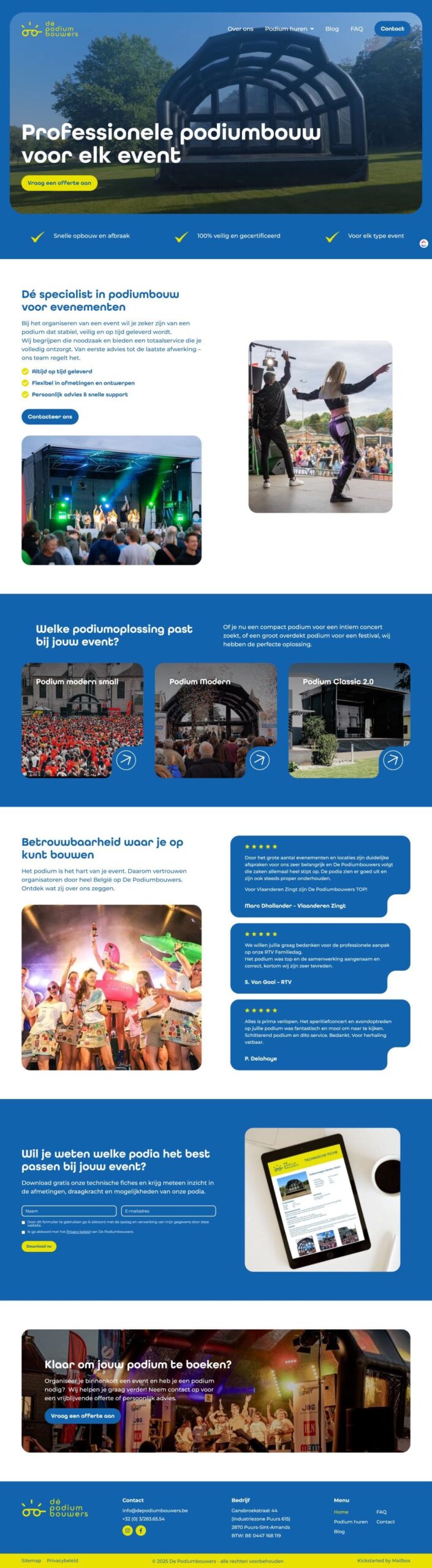 De website van De Podiumbouwers