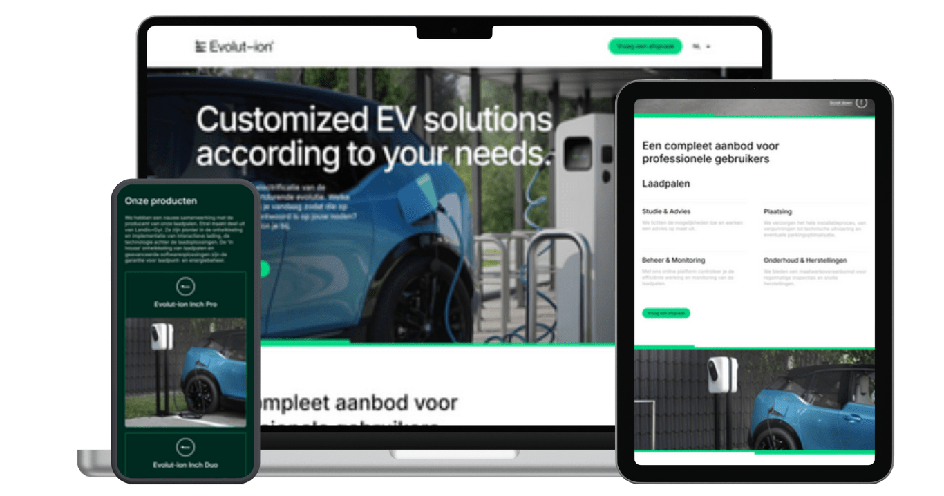De website van Evolut-ion op laptop en smartphone