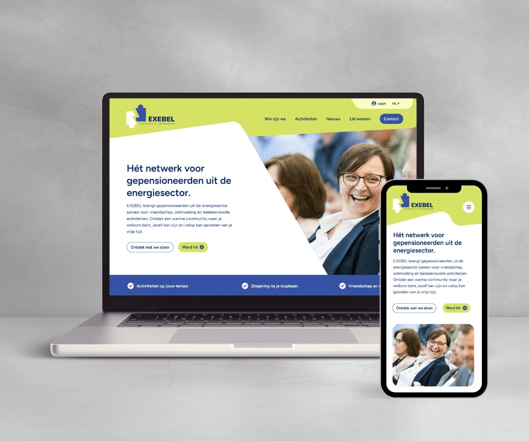 De website van Exebel op laptop en smartphone