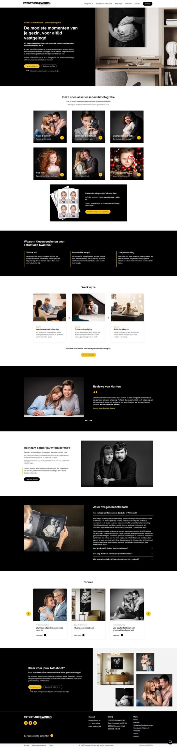 De website van Fotostudio Kwinten