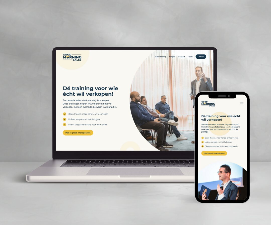 De website van Good Morning Sales op laptop en smartphone