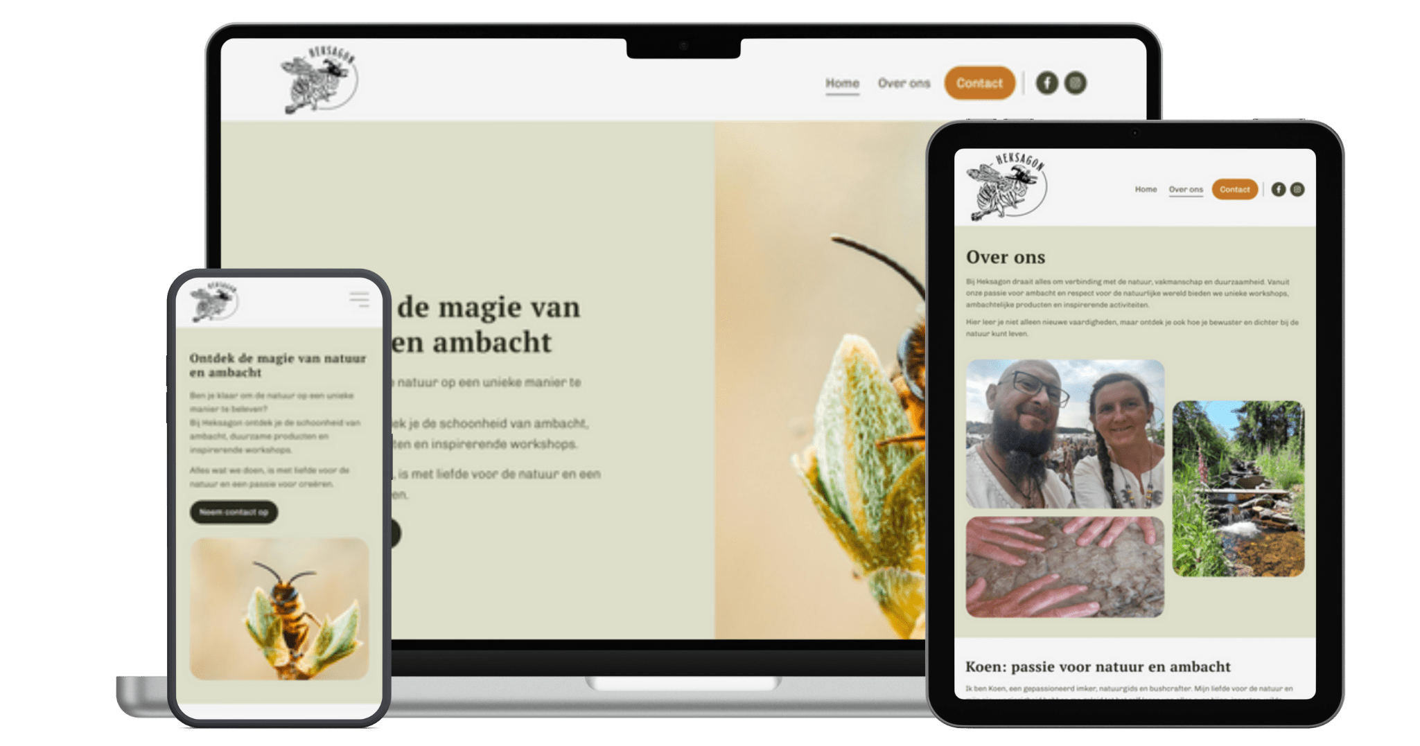 De website van Heksagon op laptop en smartphone
