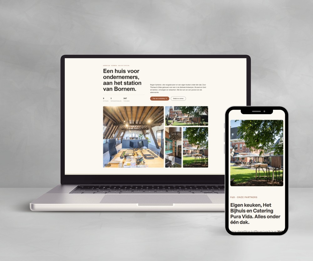 De website van Het Huis.works op laptop en smartphone