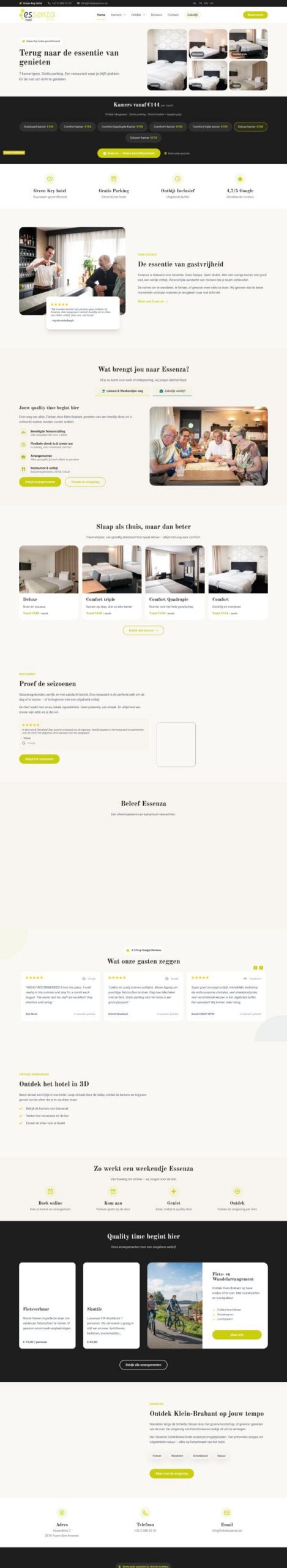De website van Hotel Essenza