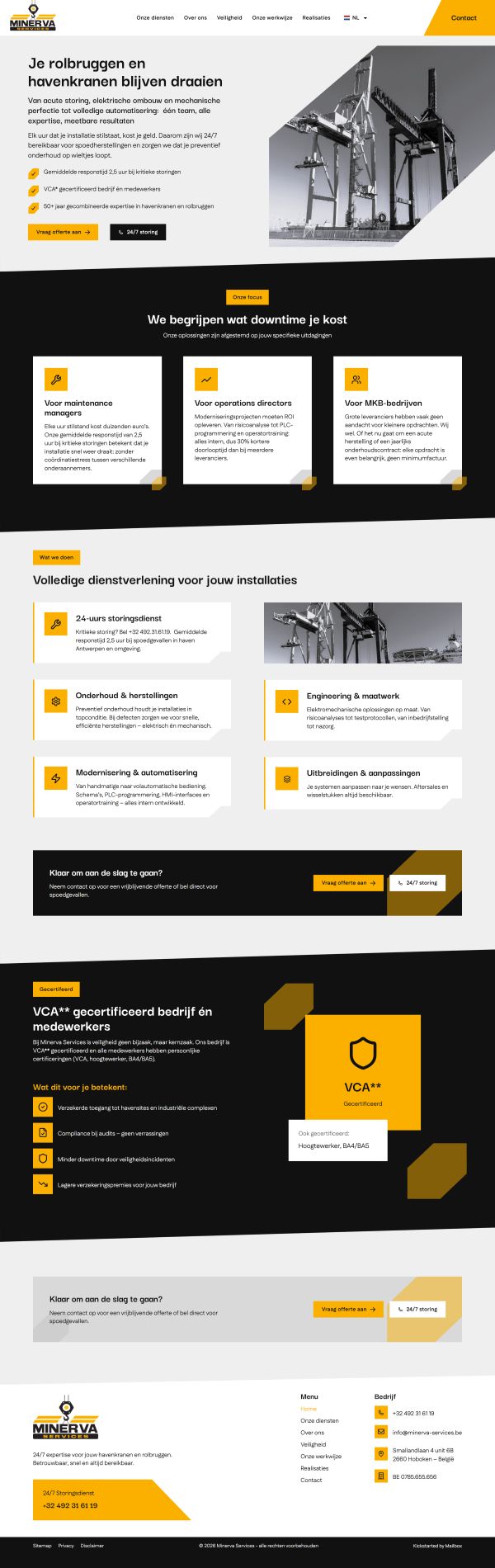De website van Minerva Services