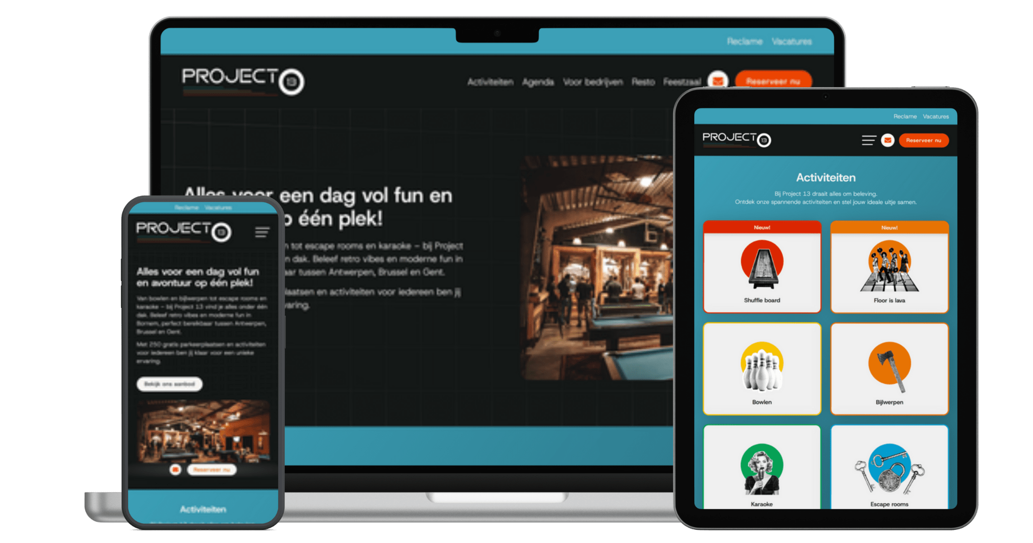 De website van Project 13 op laptop en smartphone