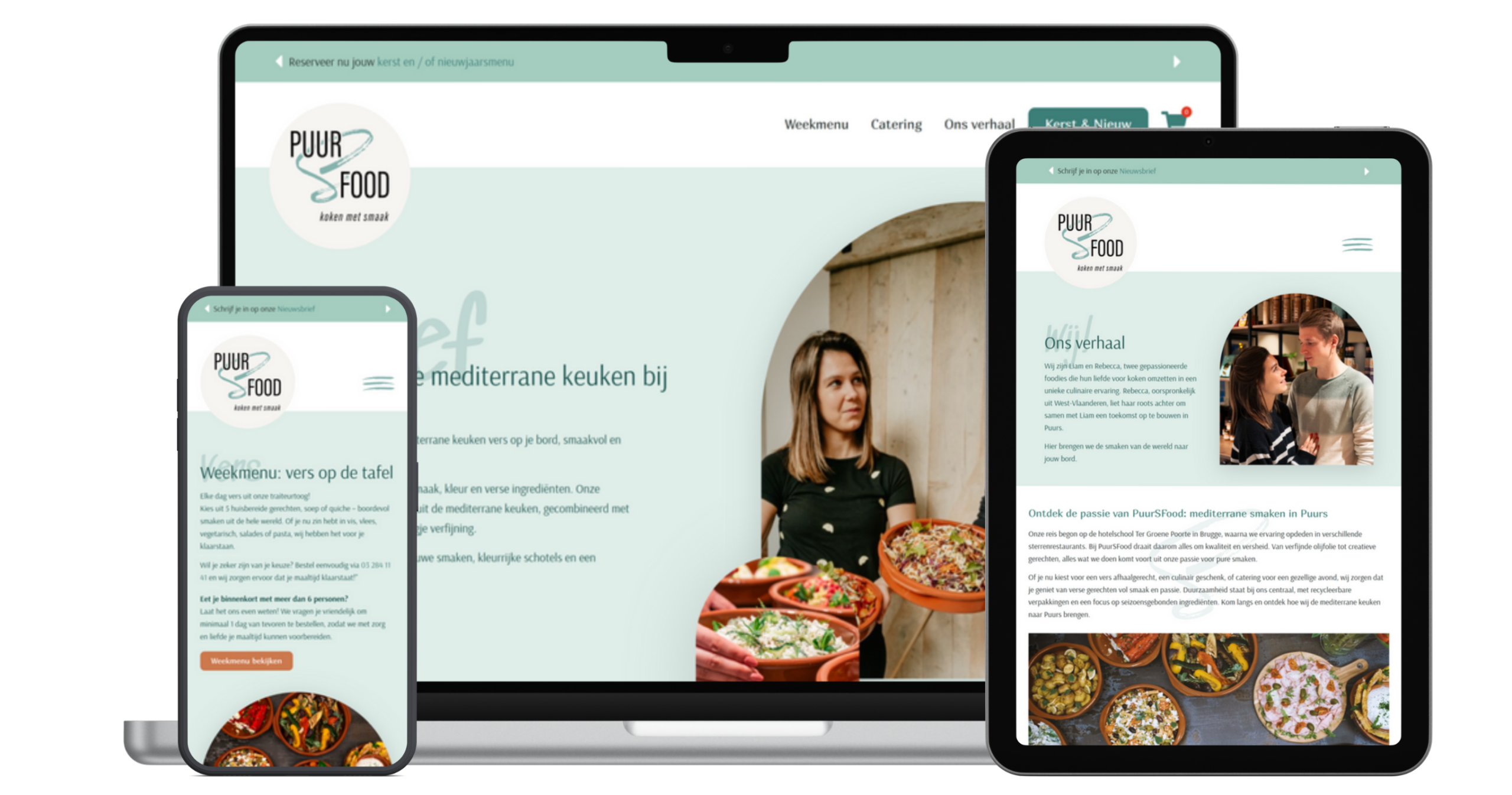 De website van PuurSFood op laptop en smartphone