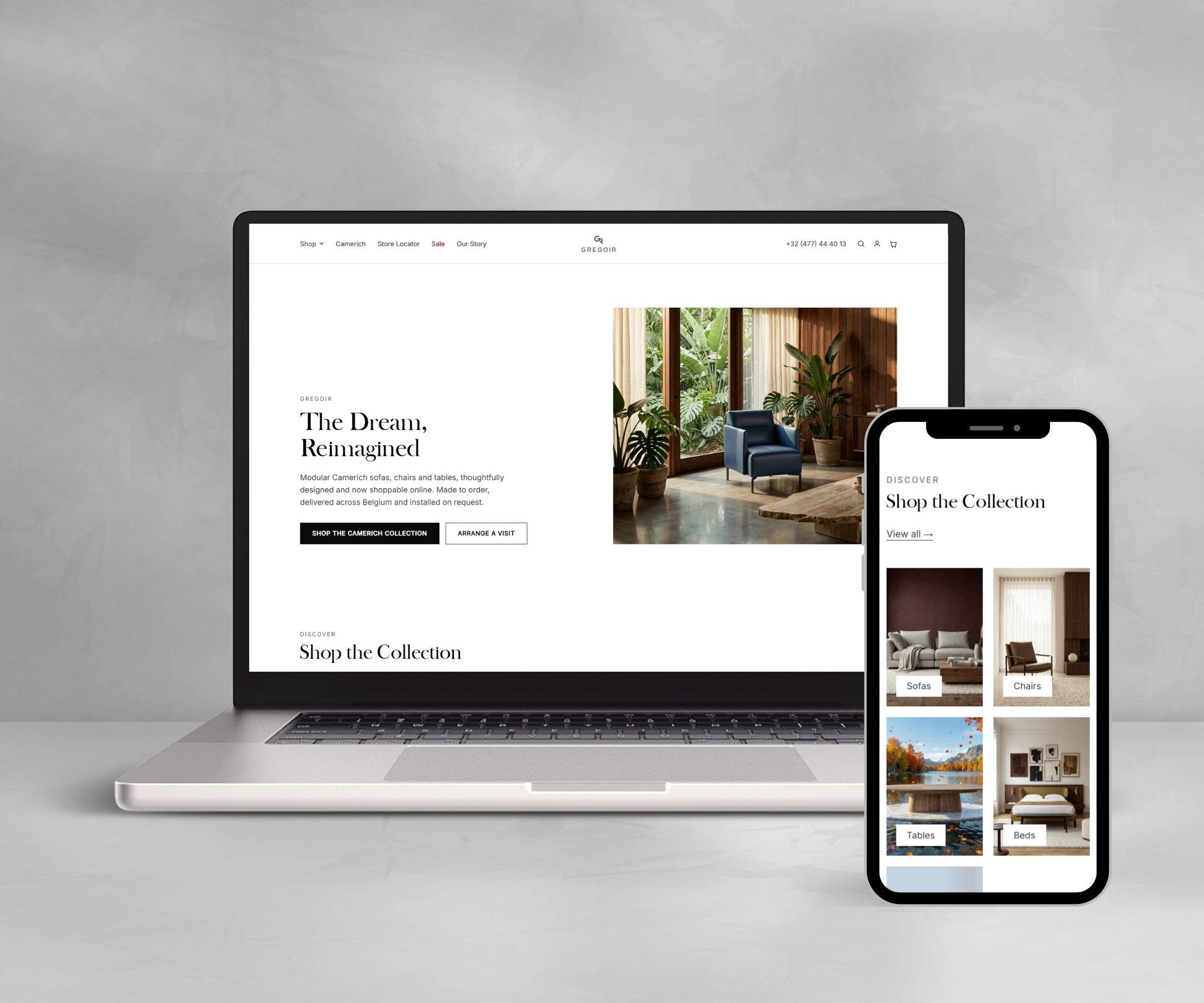De website van Rêve Webshop op laptop en smartphone