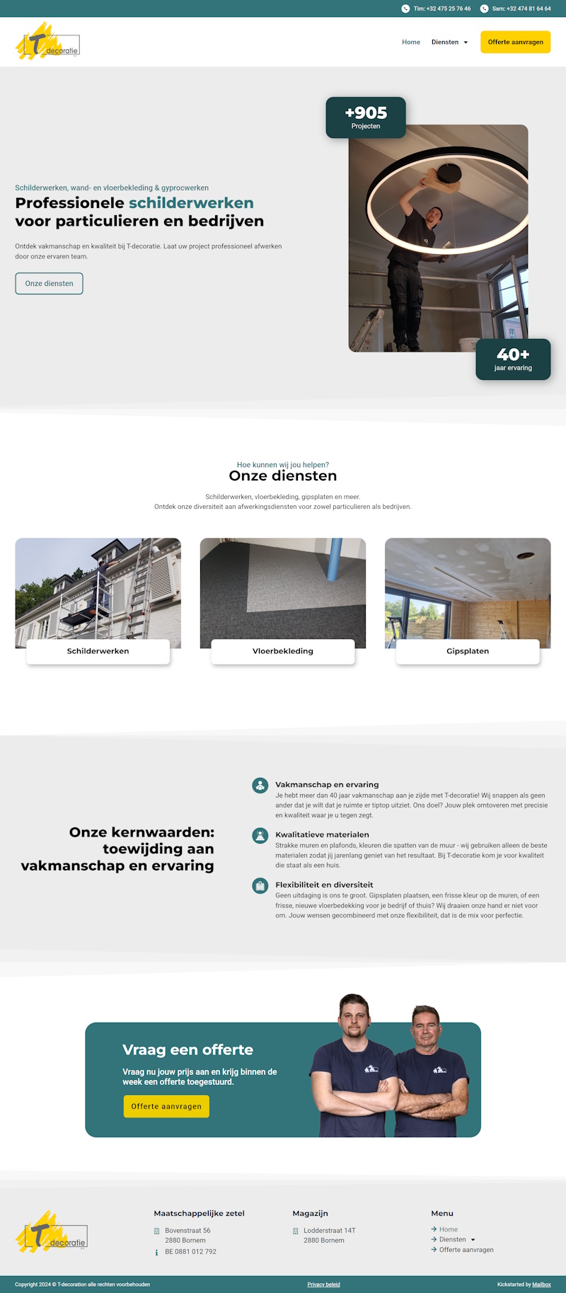 De website van T-decoratie