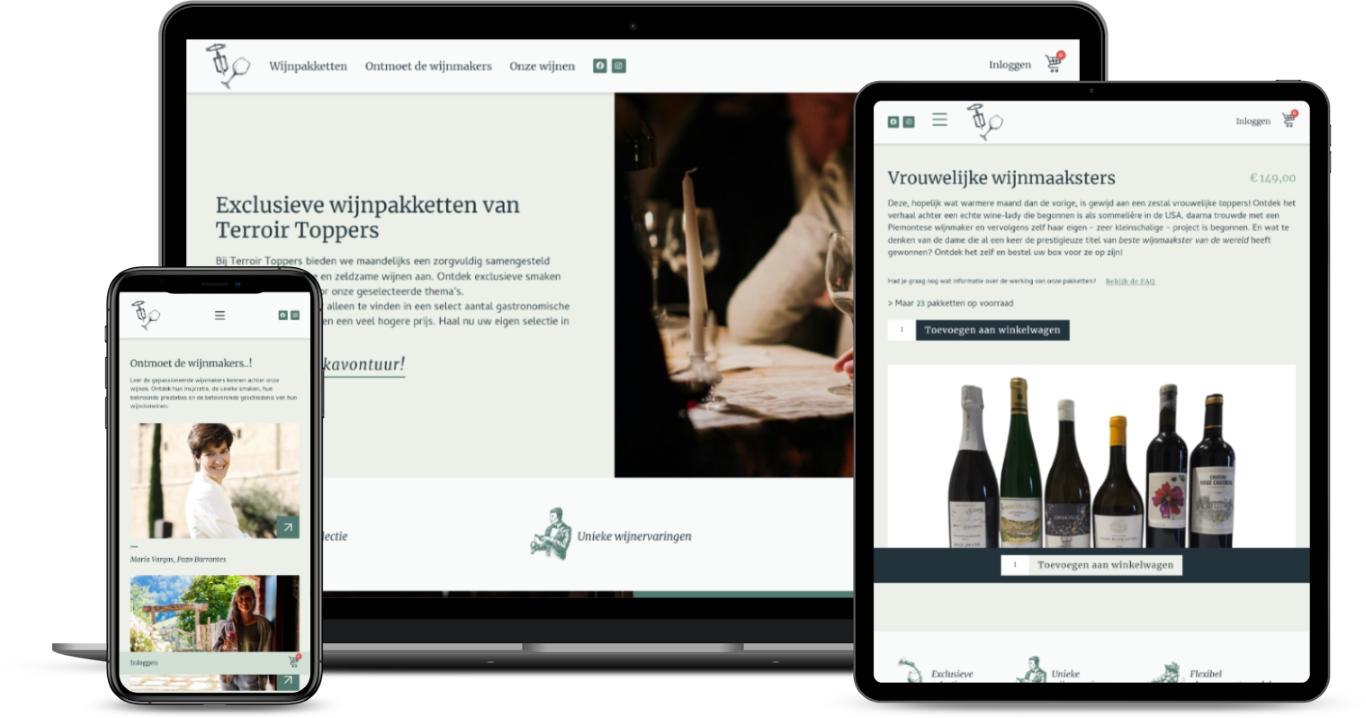 De website van Terroirtoppers op laptop en smartphone