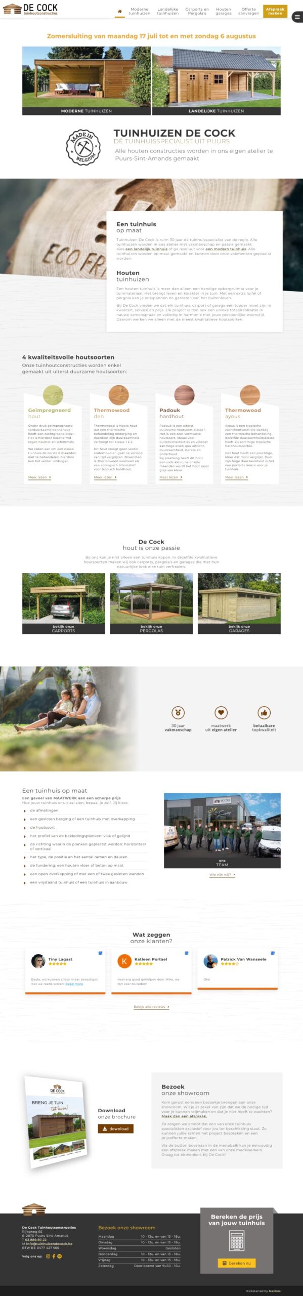 De website van Tuinhuizen De Cock