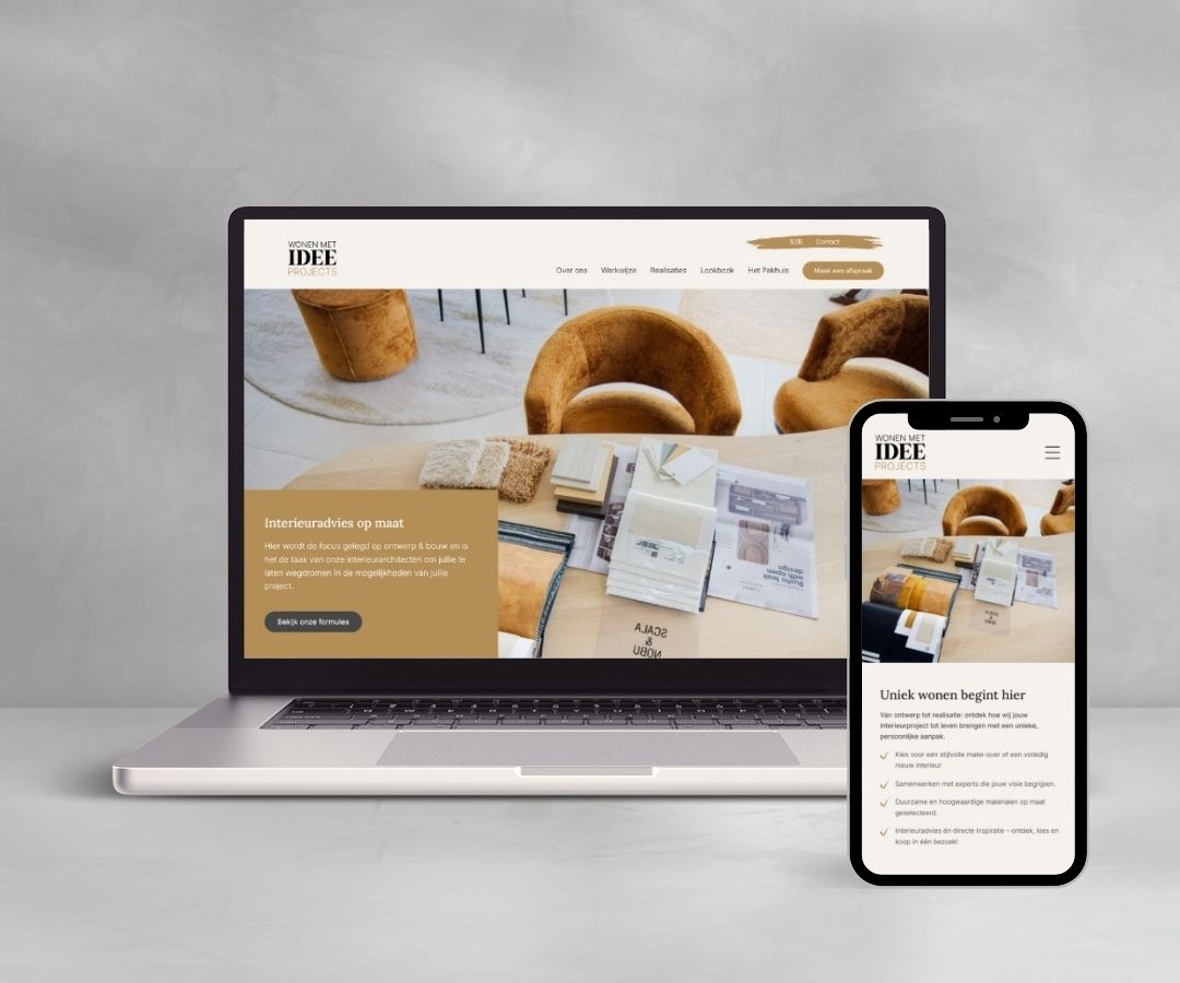 De website van Wonen met idee Projects op laptop en smartphone