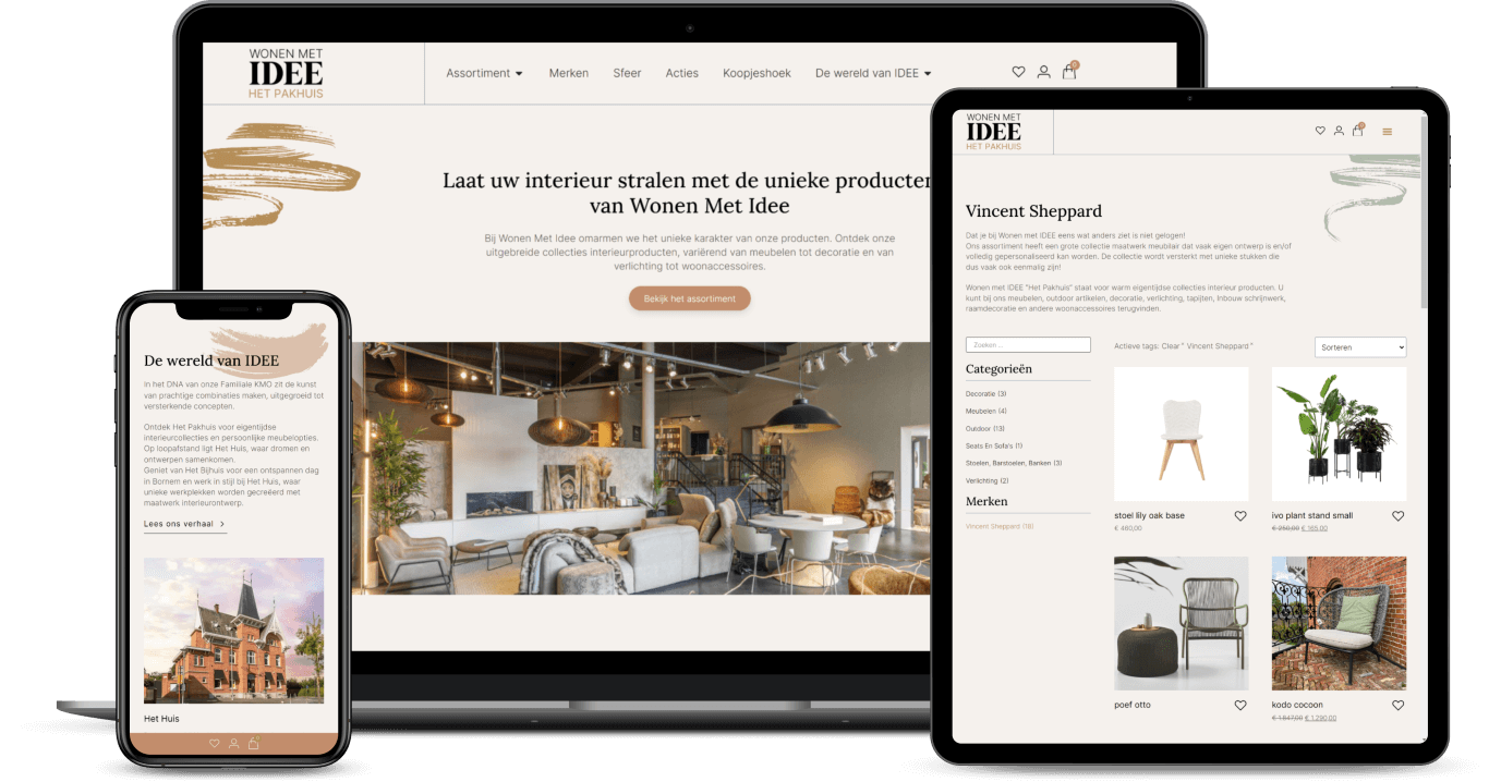 De website van Wonen met Idee op laptop en smartphone