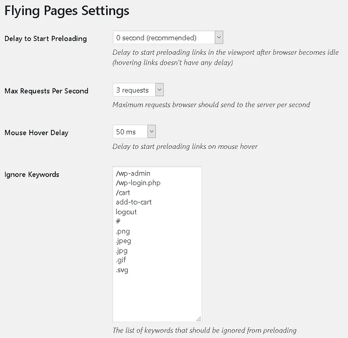 preload-Flying pages : gebruikerservaring verbeteren met een snelle WP site