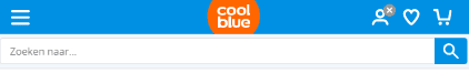 Header met navigatiestructuur Coolblue.